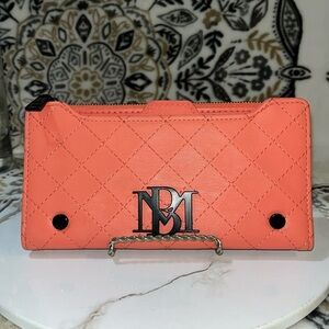 BADGLEY MISCHKA Peach Bifold Quilted Clutch Wallet